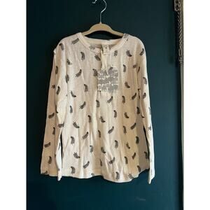 NWT Kate Quinn Pointelle Organic Cotton Fern Henley Shirt Cream Size 7y